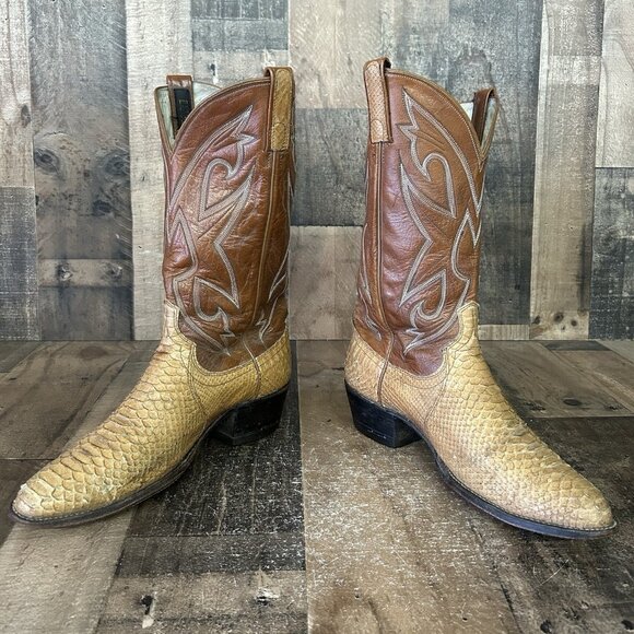 Dan Post Vintage Snakeskin Western Cowboy Boots Mens 10 D - Picture 10 of 12